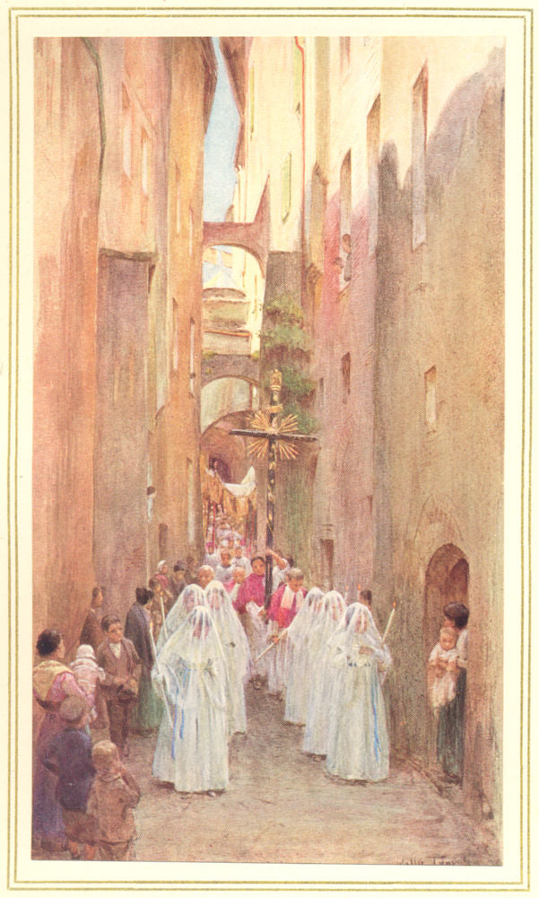 ITALY. A Procession in San Remo 1912 old antique vintage print picture